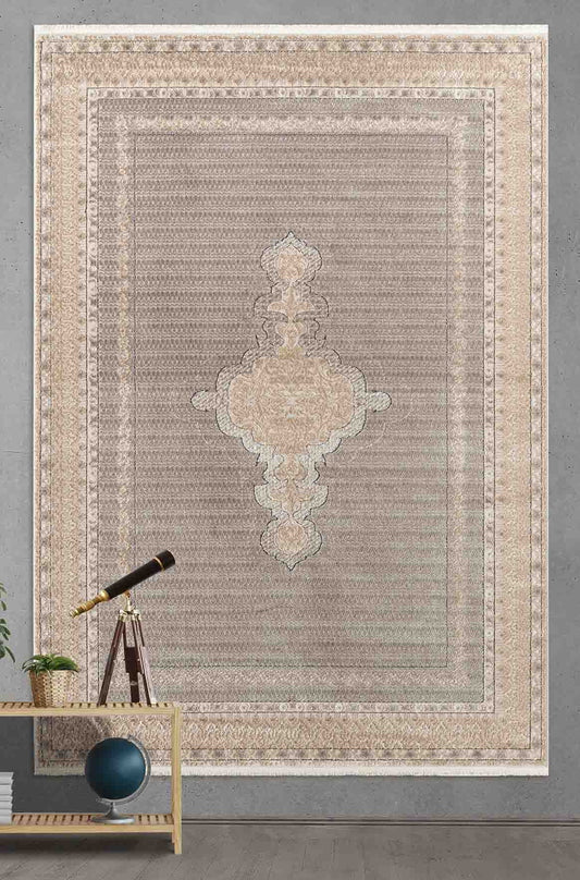 Burgdorf Cream Framed Woll, Cotton Rug