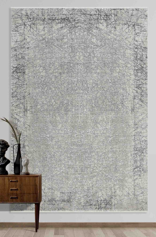 Huttwill Anthracite Abstract, Viscose Machine Made Area Rug