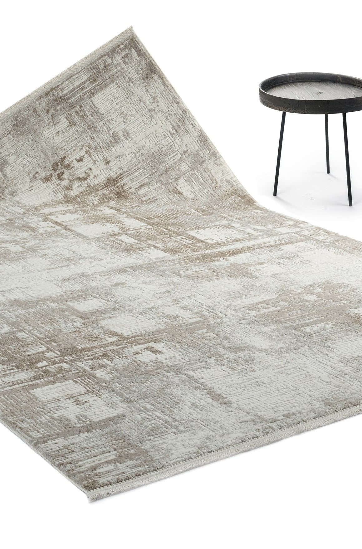 Laufen Grey Abstract Woll, Cotton Square Rug
