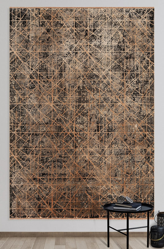 Mellingen Anthracite Geometric, Viscose Rug