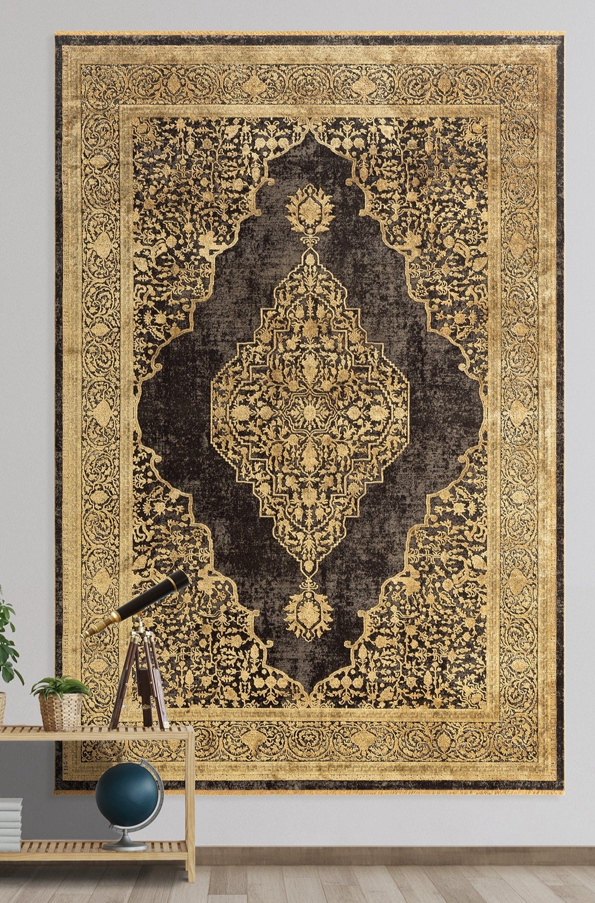 Muri Gold Medallion, Viscose Rug