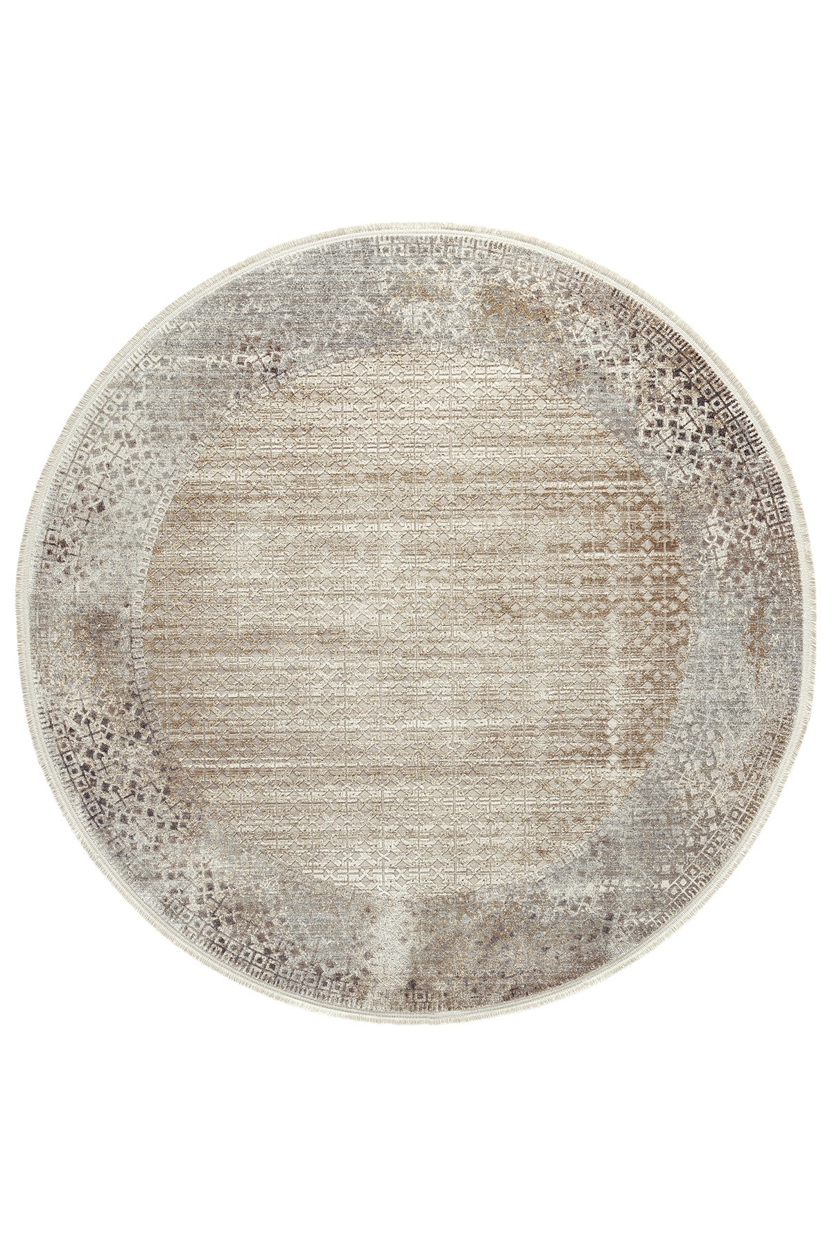 Bozdogan Abstract Round Rug | Cotton  Machine Made Area Rug