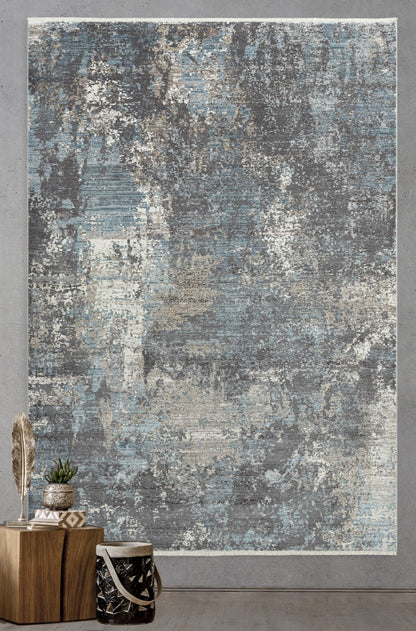 Leuk Anthracite Abstract, Viscose Rug