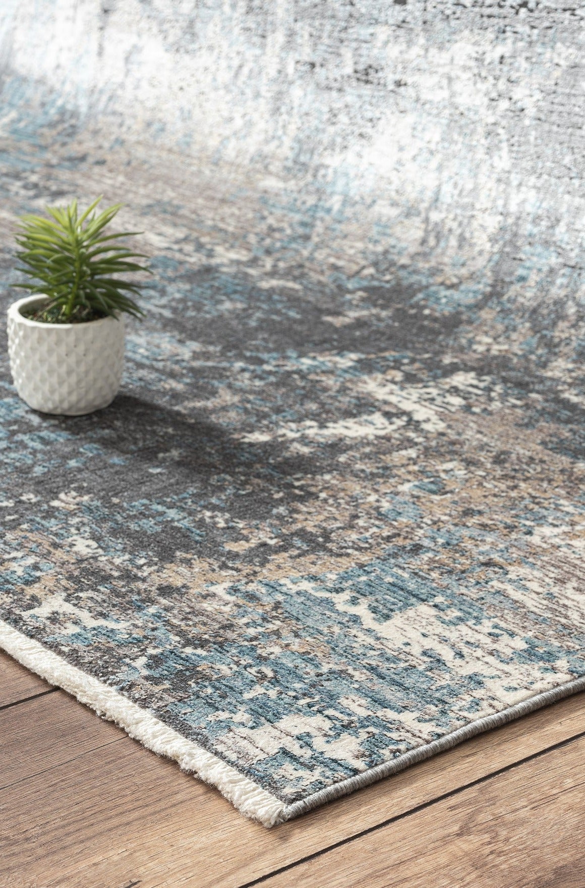 Leuk Anthracite Abstract, Viscose Rug