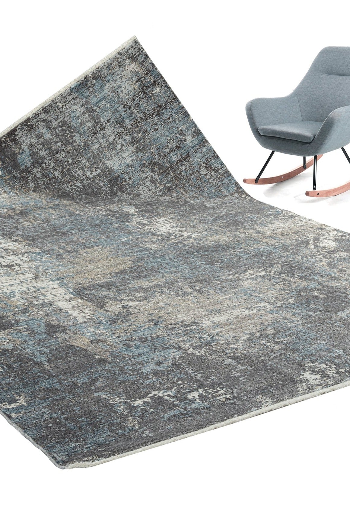 Leuk Anthracite Abstract, Viscose Rug