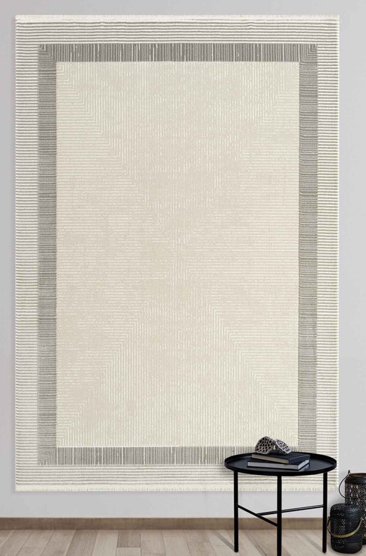 Thalwill Cream  Framed Woll, Cotton Rug