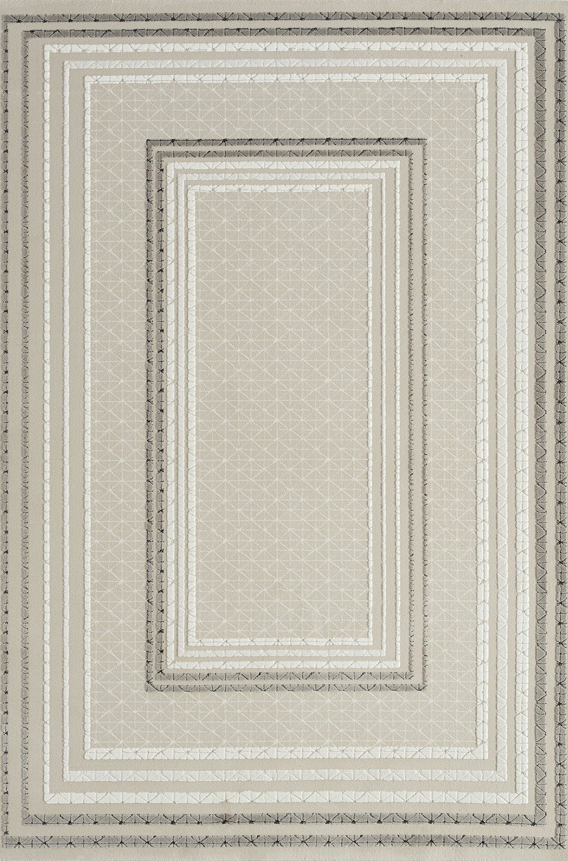 Unterseen Cream  Framed Woll, Cotton Rug