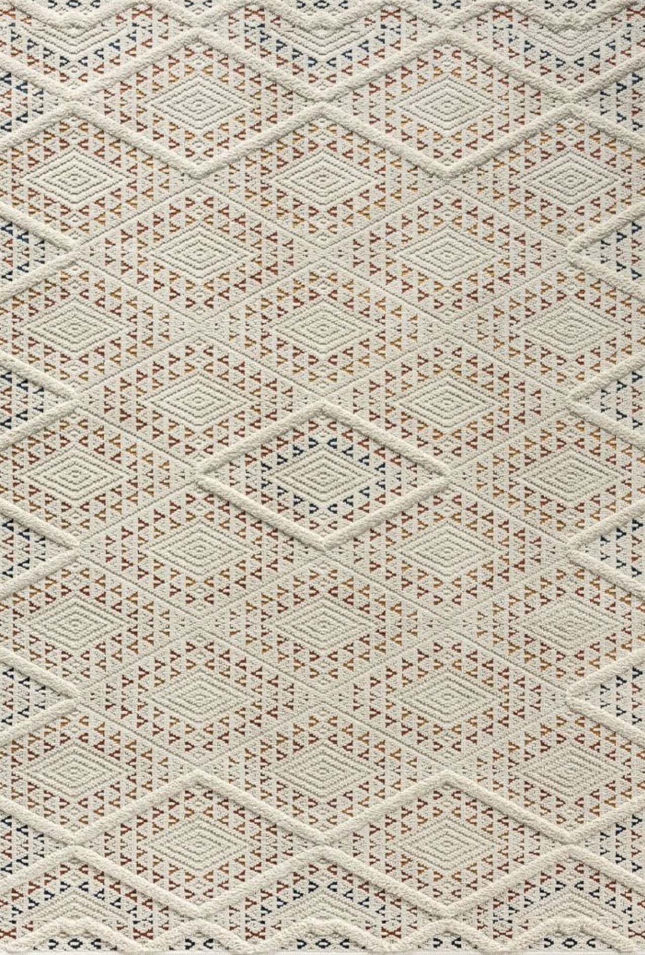  Berghall Cream Geometric, Polyester Rug