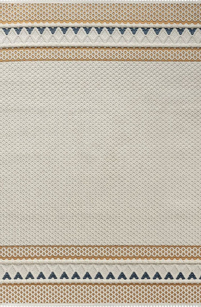 Grejus Cream Geometric, Polyester Rug