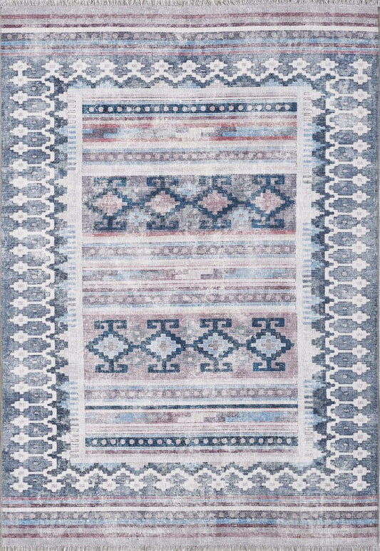 Ethnic Patterned LC, Non-Slip Base, Washable, Stain-Resistant Rug