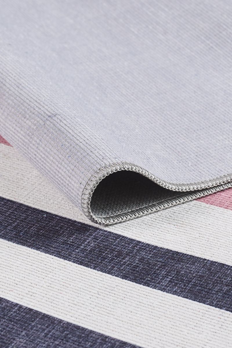 Stripe  Patterned Lm, Non-Slip Base, Washable, Stain-Resistant Rug